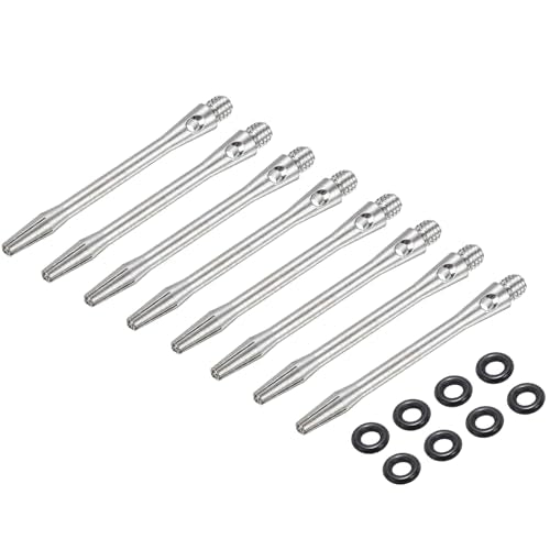 PATIKIL Aluminum Dart Shafts 2BA Thread Dart Stems Replacement Accessories with Rubber Rings for Steel Tip - color: Silver, size: 48mm