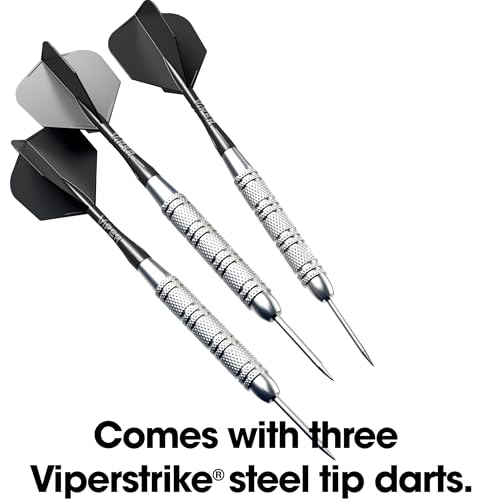 Viper League Pro Regulation Bristle Steel Tip Dartboard Starter Set with Staple-Free Bullseye, Radial Spider Wire, High-Grade Sisal with Rotating Number Ring, Chalk Cricket Scoreboard, Steel Tip Darts