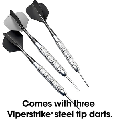 Viper League Pro Regulation Bristle Steel Tip Dartboard Starter Set with Staple-Free Bullseye, Radial Spider Wire, High-Grade Sisal with Rotating Number Ring, Chalk Cricket Scoreboard, Steel Tip Darts