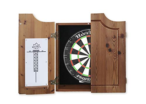 HAN'S DELTA Professional Bristle Dartboard Cabinet Set, Metal Corner Reinforcement, Regulation Steel Tip Dartboard, Includes 6 Steel Tip Darts and Scoreboards (Louis) - color: Louis