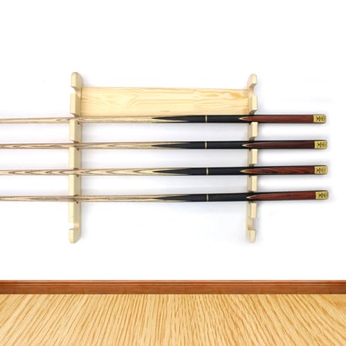 Wooden 6-Stick Pool Wall Mounted Cue Rack, Billiard Cue Holder, Horizontal Pool Organizer, Brown, 58*58cm, Classic Style, Playroom Essentials - color: Wood Color