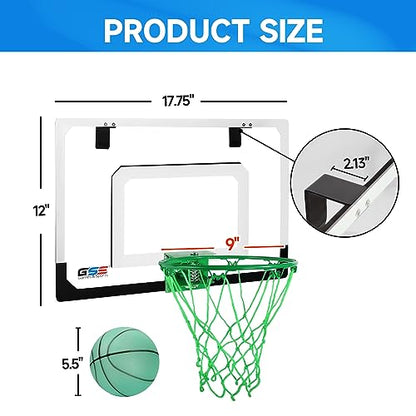 GSE Games & Sports Expert Over-The-Door Basketball Hoop with Basketball & Pump, Wall-Mounted Basketball Hoop Set with Complete Accessories for Home & Office (Several Style Choice) - style: Standard - Glow in the Dark