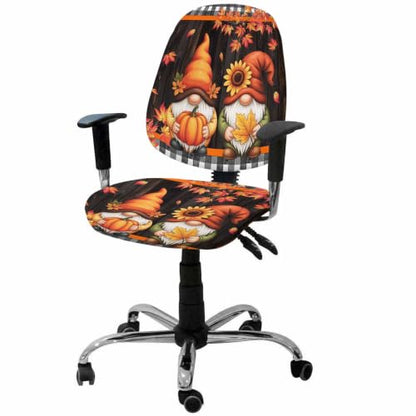 Savannan Office Chair Cover, Gnome Autumn Maple Leaves Protective Stretch Elastic Universal Cover for Desk Task Chair,Computer Rotating Chair 1 Pcs Pumpkin Retro Wood Grain