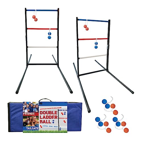 University Games, Double Ladder Ball Indoor Outdoor Ladderball Game Set, 6 Soft Rubber Bolas Balls, Zippered Travel Case, Premium Quality and Durability for 2 or More Players Ages 8 and Up