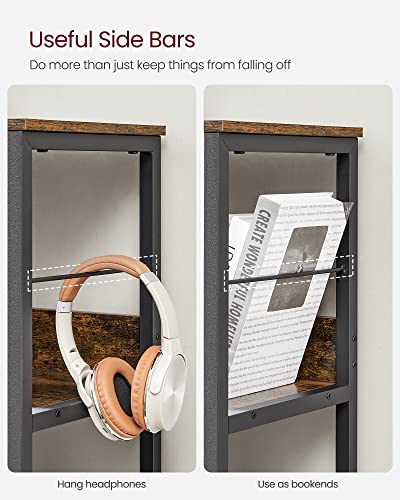 VASAGLE Bookshelf, Bookcase, 9 Cubes Storage Organizer, Industrial Open Display Shelf, for Bedroom, Office, Living Room, Metal Frame, Rustic Brown and Black ULLS112B01 - size: 11.8"D x 39.4"W x 40.6"H