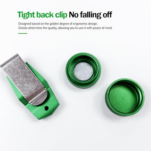 TAOM Pool Chalk Holder Round Shaped Practical Tool Billiards Accessories Magnetic Mini Chalk Tip Case Container Round Box Billiards - color: 3-Metal-Green and Clip
