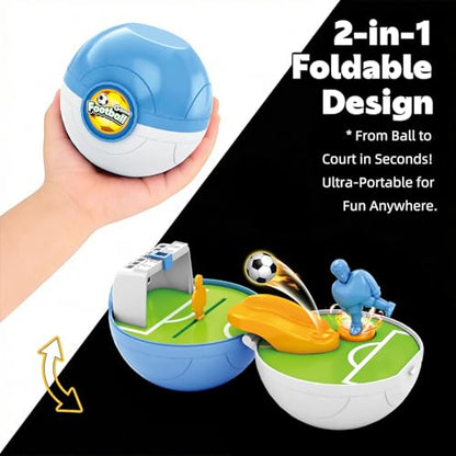 Mini Tabletop Football Game in a Ball, Travel-Ready Pocket Soccer Board Game with Launcher & Goalkeeper, Desktop Sports Toy for Kids Ages 3+