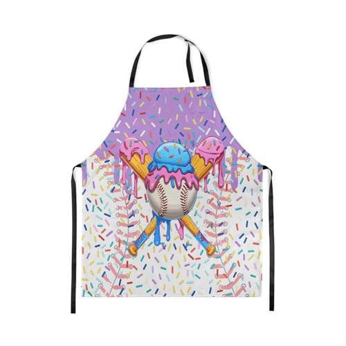 Manfei Baseball Ice Cream Kids Kitchen Apron - color: Purple