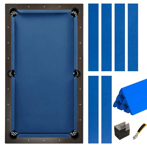 Pool Table Felt and Bumper Kit Felt for Billiard Cloth with Pool Table Bumpers and Cushions Facing, 6 Pcs Cloth Strips and Staple Remover - color: Blue, size: 8.5FT Over Size + 48'' Bumpers