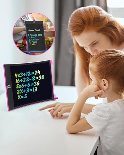 TECJOE 2 Pack LCD Writing Tablet, 8.5 Inch Colorful Doodle Board Drawing Tablet for Kids, Kids Travel Games Activity Learning Toys Birthday Gifts for 3 4 5 6 Year Old Boys and Girls Toddlers - color: Dark blue Magenta