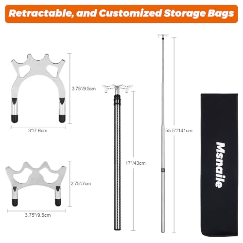 Carbon Fiber Lightweight Pool Bridge Stick, Removable Metal Heads | Made of 100% carbon fiber, sturdy & solid, easy to assemble, stretches from 17"to 55.5", compact storage bag for portability