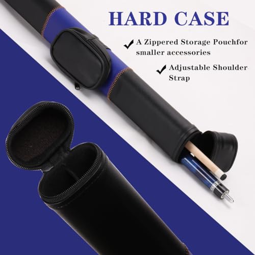 Canadian Maple Pool Cue Stick Set, 58 inch 18oz 19oz 20oz 21oz Billiard House Bar Pool Stick, 12.5mm Tip Billiard Cue for Beginner, Commercial and Home Entertainment - color: 12.5mm Blue with case