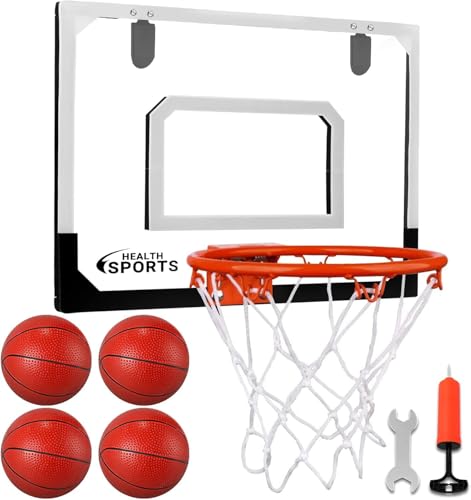 Indoor Mini Basketball Hoop Set for Kids - 17" x 12.5" Door Hoops Room&Wall Mounted with Complete Accessories Game Toys Balls Gifts Boys Teens - style: Basketball Hoop Set-Classic