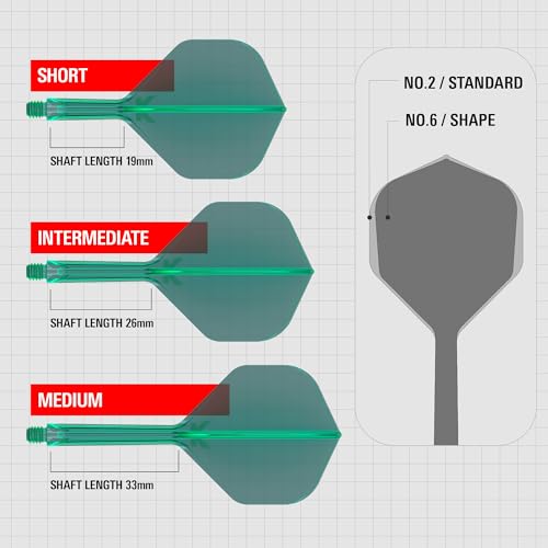 Target Darts K Flex Integrated Dart Flights and Shafts, No.2 Green (Medium) | Pack of 3 K-Flex – No2, Kflex All in One Moulded Dart Flight & Stem | Professional Dart Accessories