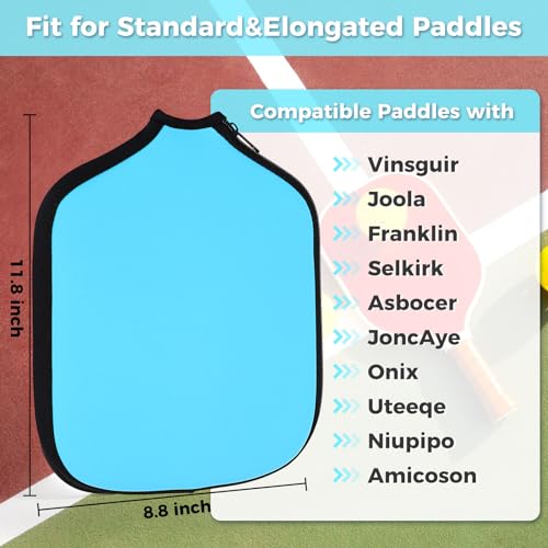 Pickleball Paddle Cover, Universal Case Size - 8.6 x 12.2 inches Racket Sleeve, Compatible with Most USAPA Standard and Elongated Pickball Paddles - style: 1 Pack Blue