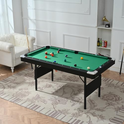 63.8" Foldable Pool Table — 5' Table Tennis-Style Playfield, Complete Accessory Set, Sturdy MDF & Steel Frame — Portable & Space-Saving for Game Rooms, Dining Areas & Family Fun