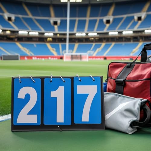 WOONEKY Portable Basketball Scoreboard with Triple Digit Display, High Visibility PVC Tabletop Score Flip Board for Indoor Basketball Games