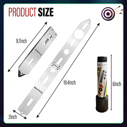 Upgraded Throwing Axe Target Template Stencil, Template, Durable Stainless Bullseye Drawing for DIY Pattern with 3 Standard Marker Pens and Fixing Screws (Model 3)