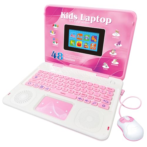 Kids Laptop, Educational Color Screen Laptop with 48 Learning Modes, Laptop for Kids Ages 5+ - style: PINK