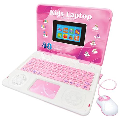 Kids Laptop, Educational Color Screen Laptop with 48 Learning Modes, Laptop for Kids Ages 5+ - style: PINK