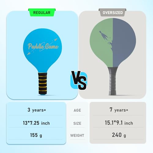 Beach Paddle Ball Set, Badminton Rackets, Family Outdoor Paddle Game Set for Kids and Adults, Backyard & Beach Game Park Camping Yard for Boys Girls Ages 3+, Beach Necessities Must Have - color: Green (Age:3+)