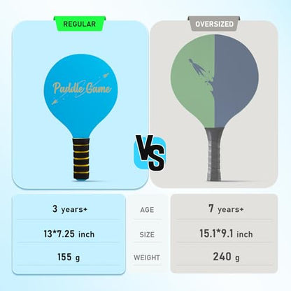 Beach Paddle Ball Set, Family Outdoor Paddle Ball Game Set | Backyard Beach Game Park Camping Yard for Boys Girls Ages 3+, Badminton Rackets for Kids Adults, Beach Necessities Must Have - color: Green (Age:3+)
