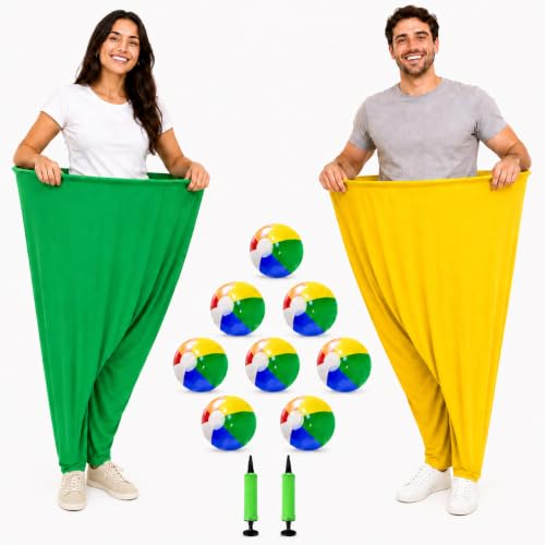 Granny Pants Yard Game, 2Pcs Granny Pants Outdoors Games Family Party Outdoor Games with 8 Bouncy Balls, 2 Pumps, Fun Tossing Games Props for Ultimate Family Reunion Backyard Party Games