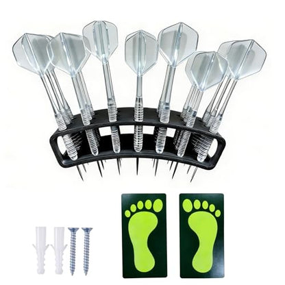 Dart Holder Wall Mount, 21-Dart Capacity | Luminous Foot Stickers, Throwing Line, Posture Correction