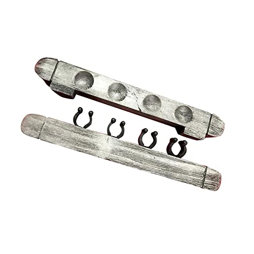 2Pcs 4 Pool Cue Rack Storage Table Rods Clip Bracket Wall Mounted Solid Wood Cue Rack Holder for Billiard Clubs Game Room Pool Bars Players - color: Grey