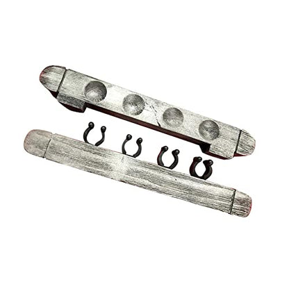 2Pcs 4 Pool Cue Rack Storage Table Rods Clip Bracket Wall Mounted Solid Wood Cue Rack Holder for Billiard Clubs Game Room Pool Bars Players - color: Grey