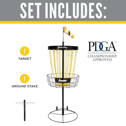 Franklin Sports Disc Golf Baskets - Portable Disc Golf Target with Chains Included - Disc Golf Basket Stand Equipment for Hole + Course Creation - style: Championship Steel Chain
