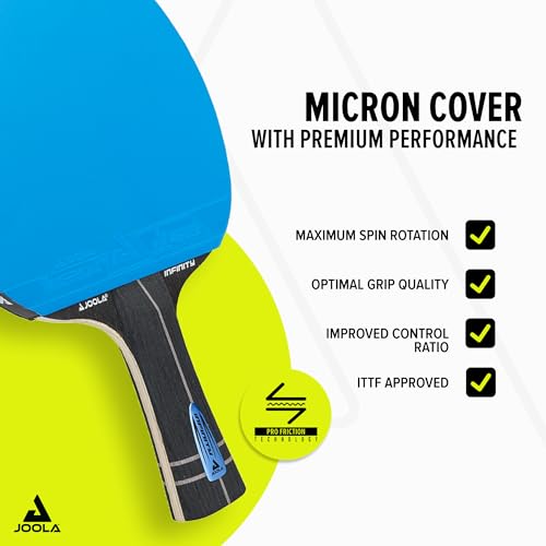 JOOLA Infinity GL Professional Ping Pong Paddles with Paddle Cover - 7-Layer Wood Fiberglass Blade - ITTF Approved - Pro Ping Pong Paddle for Advanced Control & Speed - Table Tennis Racket - Blue