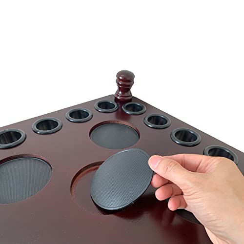 Pool Cue Rack Hold up to 8 Sticks & Billiard Accessories. Floor Stand Pool Cue Stick Holder Made of 100% Solid Hardwood.(Traditional Mahogany) - color: Traditional Mahogany