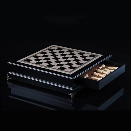 15 "Wooden Chess Set, Large Size Board, Built-in Storage Drawer - 2 Extra Queens - Wooden Chess Pieces - Gift wrap, Adult and Children's Board Games