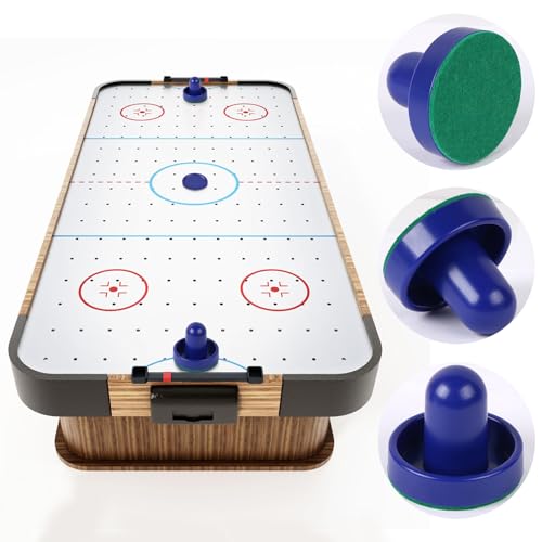 1 Set Mini Air Hockey Pushers and Air Hockey Pucks Great Goal Handles Pushers Goal Handles Paddles Replacement Accessories - 2 Blue Air Hockey Pushers and 4 Blue Pucks (60mm)