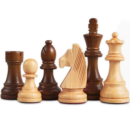 BIVOMON Wooden Chess Pieces Only-Heavy Weighted Tournament Chessmen with 2 Extra Queens-King Height 3.8 inch-Replacement of Missing Pieces-Exquisite Packaging