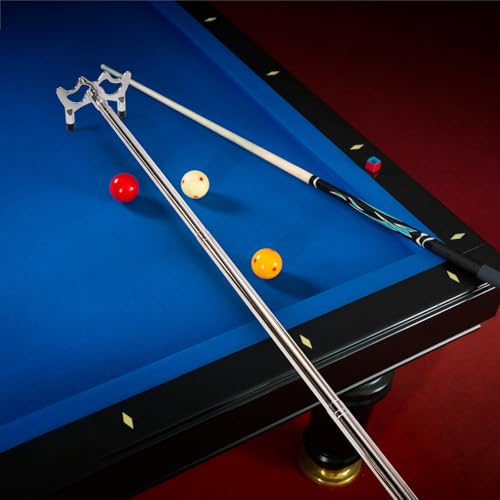 Pumtus Retractable Pool Cue Bridge, Billiards Cue Rest with 3 Pieces Removable Alloy Bridge Head, Snooker Pool Cue Bridge Stick, Billiards Table Accessories for Pool Table, Game, Competition
