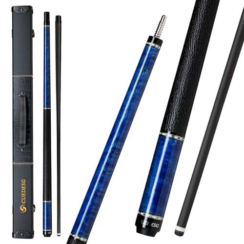 Carbon Fiber Pool Cue Stick 10.5mm/11.8mm/12.5mm,Low Deflection Pool Stick with Rare Wood Butt,Professional Cue Stick with Box Case - color: Bird Eye_Blue_11.8mm