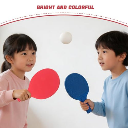 1 Set Portable Table Tennis Racket Set for Kids, Red Blue Plastic Paddles with 4 Balls, for Backyard, Beach, Travel, Camping & Family Gatherings