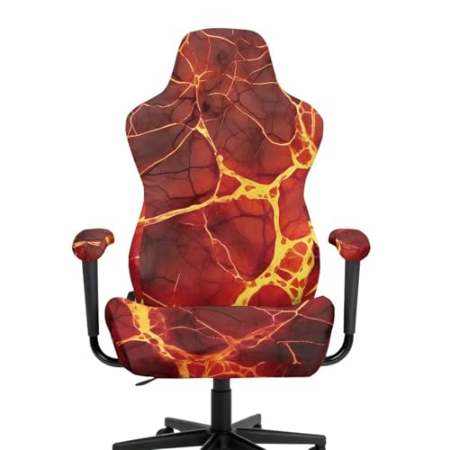 3D Volcanic Rock Gaming Chair Covers Stretchable 4 Piece Set Universal Armchair Slipcovers Soft Protective Furniture Protector for Living Room Bedroom College Students Dorm Room - color: 3d Volcanic Rock