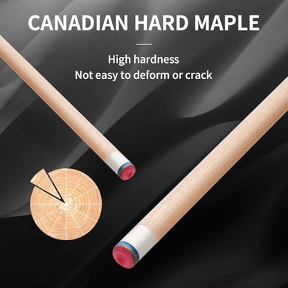 Kmise Professional Pool Cue Stick, 18 19 20oz Canadian Maple Cue Sticks, Low Deflection Shaft with Telescopic Carbon Fiber Extension Cue-Grid - color: blue, style: 19OZ
