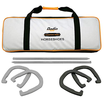 Baden Champions Horseshoe Set | Backyard Games | Tournament Quality Forged Steel Construction, Durable Gray/Black Design