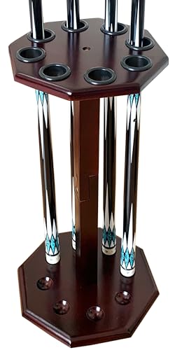 Freestanding Billiard Cue Rack, Pool Table Accessories Hold 8 Cues, Pool Cue Stick Holder, Wooden Floor Stand Pool Cue Holder for Billiard Game Room (Mahogany) - color: Mahogany