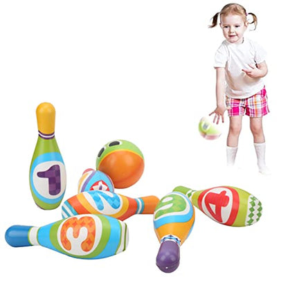 Kids Bowling Set, Soft Polyurethane Foam Bowling Pins and Balls with Rounded Edges, Indoor Parent - Child Interactive Toy for Toddlers and Preschoolers Ages 3+