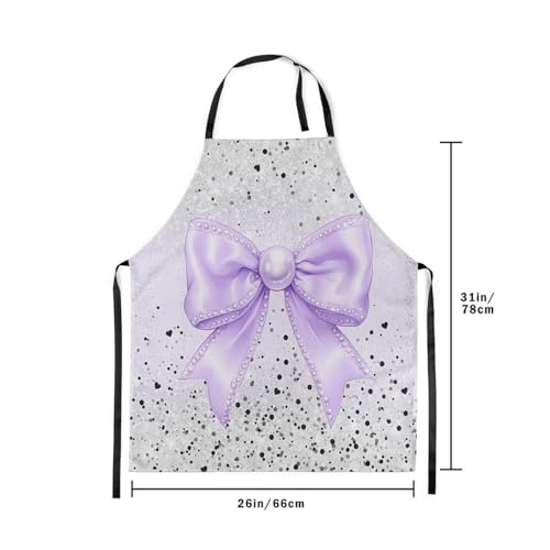 Manfei Blue Bowknot Kids Kitchen Apron - color: Black Purple
