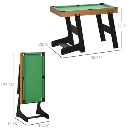 38" Foldable Billiards Tabletop Game, Pool Table Set Billiard Tables with Easy-Fold Design, Includes Balls Cues Chalk Brush for Family Game Night, Compact Billiards Table Table Top Pool Table for Ga