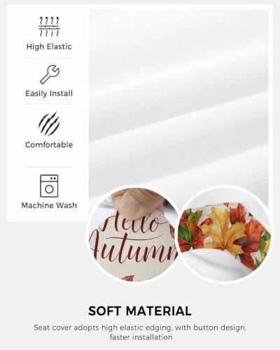 Savannan Office Chair Cover, Hello Autumn Colorful Maple Leaf Protective Stretch Elastic Universal Cover for Desk Task Chair,Computer Rotating Chair 1 Pcs Watercolor Fallen Leaves Retro Linen