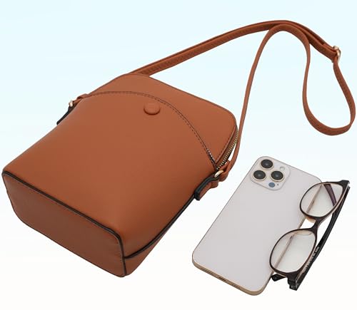 Solene Small Crossbody Bag with Gold Hardware, Mini Shoulder Purse with Adjustable Strap - color: Tan