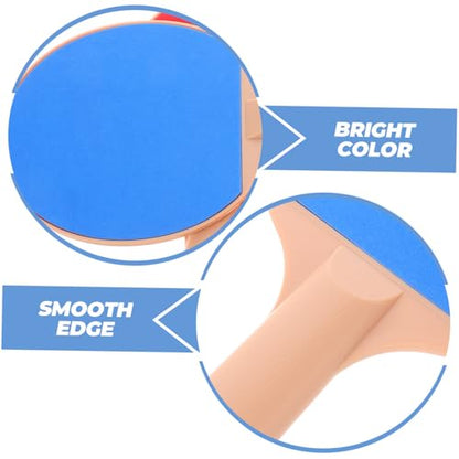 KOMBIUDA Outdoor Table Tennis Set with Elastic Pong Balls Ergonomic Plastic Paddles Comfortable Grip for Outdoor Pong Games and Competitive Play Includes Long-Handle Rackets and Bright