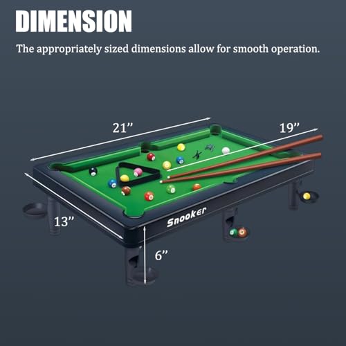 Mini Pool Table Toy – Portable Billiards Game Table for Kids & Adults, Desktop Billiard with Balls & Sticks, Family Game Night Gift for Boys Girls - color: Black & Green